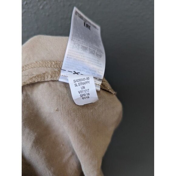 Banana Republic Tan Linen Spaghetti Strap Wide Leg Jumpsuit Women's Size 8 - Picture 5 of 6